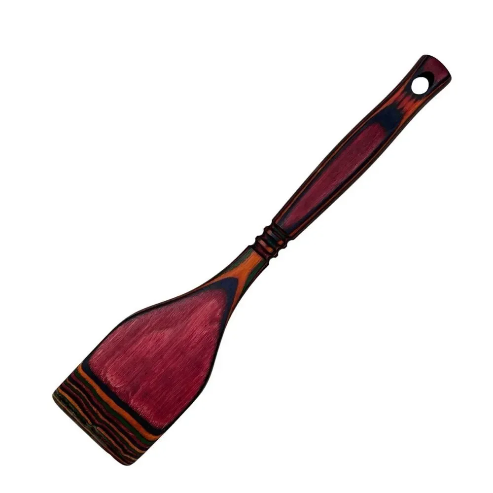Handcrafted Wooden Serving Spatula Colorful Single Utensil Salad Server